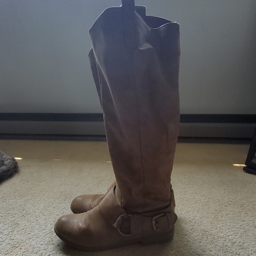 Brown leather boots